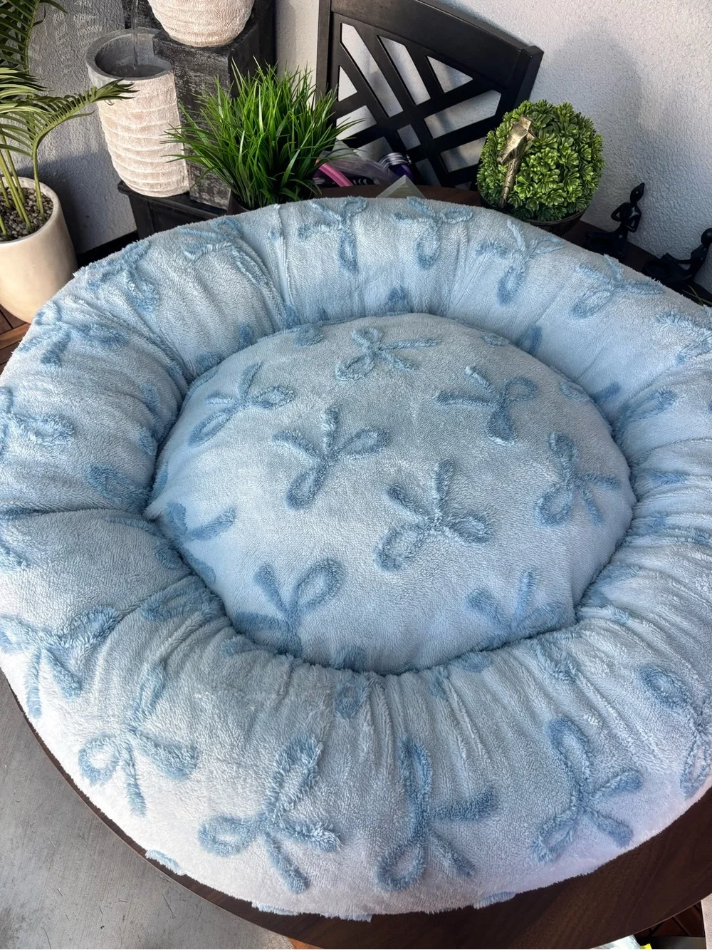 BEDSURE LARGE SIZE BLUE BOWS PET BED 🩵🐾